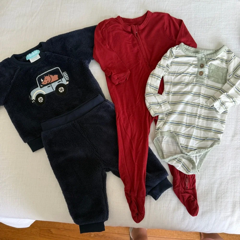 Mixed Baby Boy Bundle Carter's Burt's Bees Gap Pekkle 3-6M 6M 9-12M 7pc Set‎